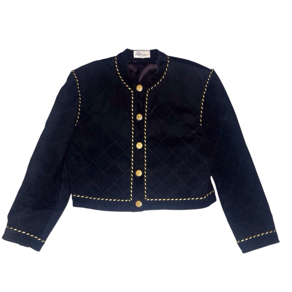 80s 90s Quilted Suede Cropped Jacket